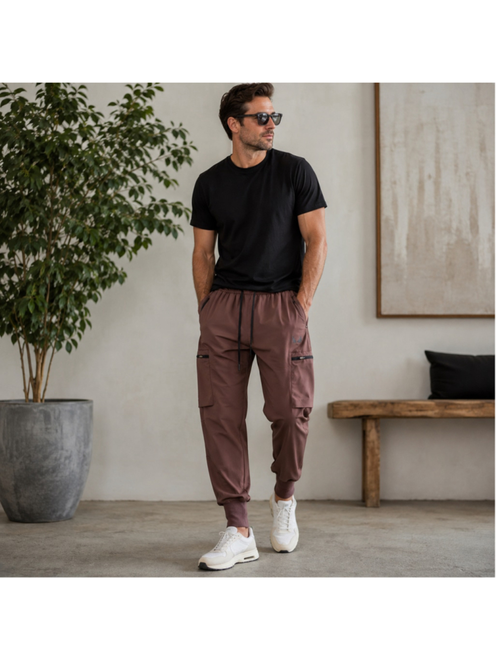 ASRV Brown Tetra-Lite Cargo Jogger Pants Men's Medium Techwear Athletic Utility